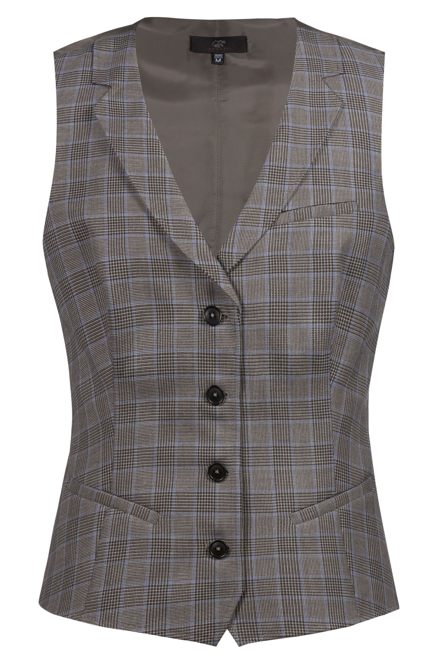 Damen Weste Glencheck Regular Fit