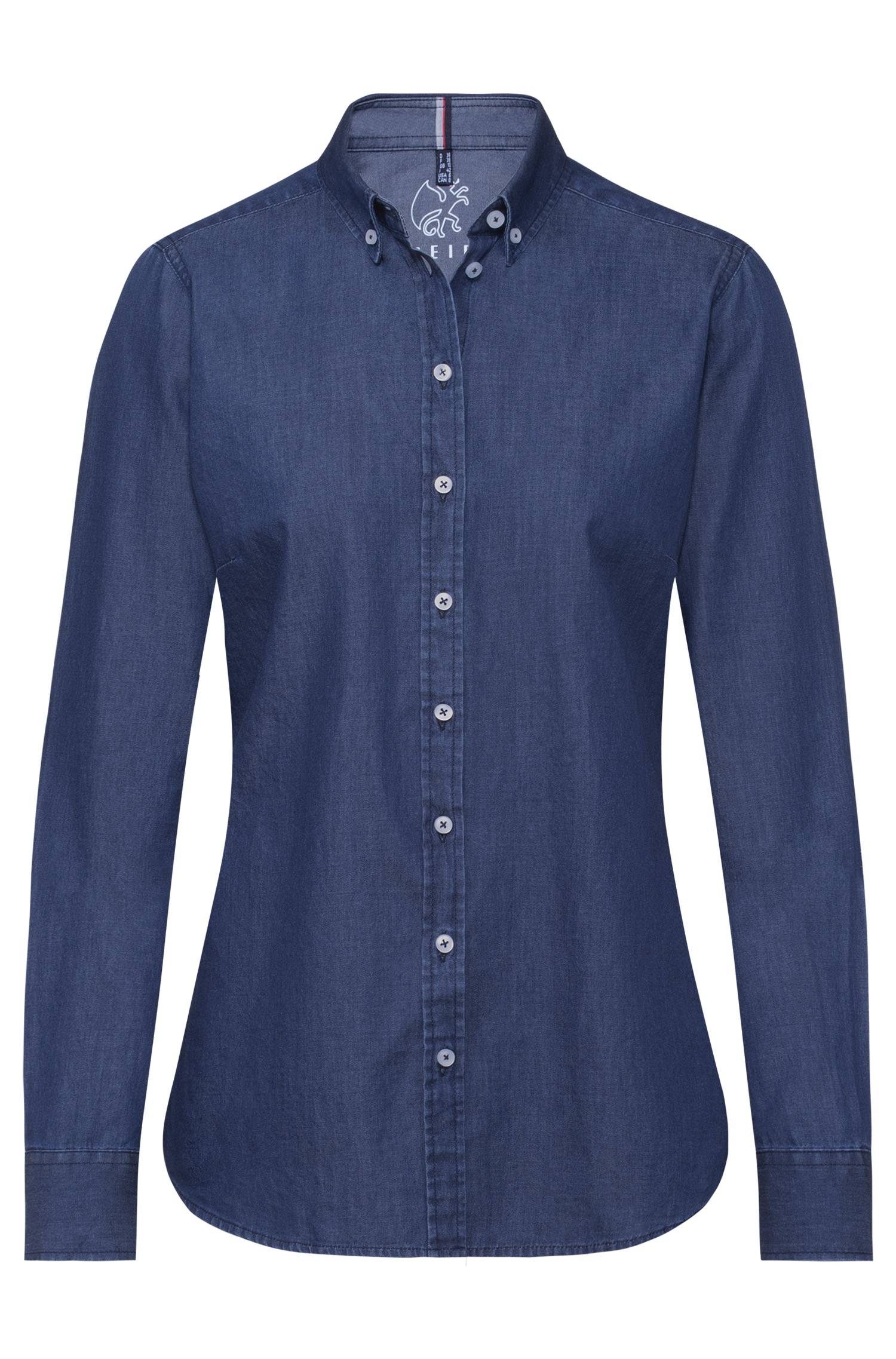 Dames blouse blauw CASUAL regular fit