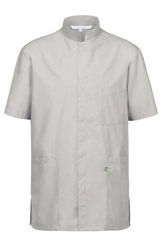 Unisex scrub top with stand-up collar