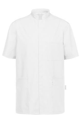 Unisex Tencel scrub top with stand-up collar