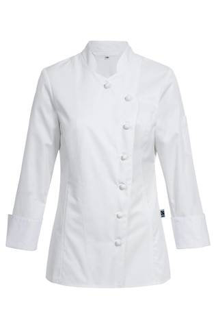 Ladies chef jacket with handmade fabric buttons regular fit