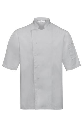 Men's chef jacket with short sleeves and concealed press studs regular fit
