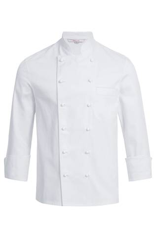 White men's chef jacket with double-breasted buttoning regular fit