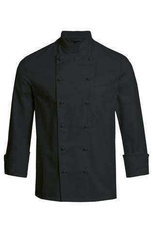 Black men's chef jacket with double-breasted buttoning regular fit