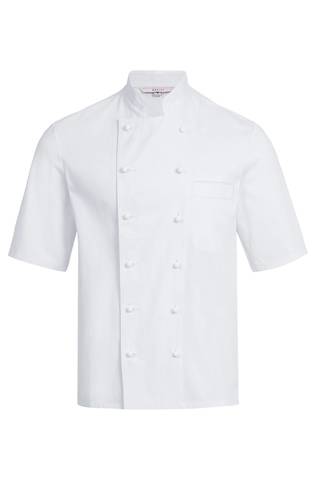 White Men's chef jacket with short sleeves and double-breasted buttoning regular fit