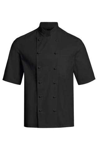 Black Men's chef jacket with short sleeves and double-breasted buttoning regular fit