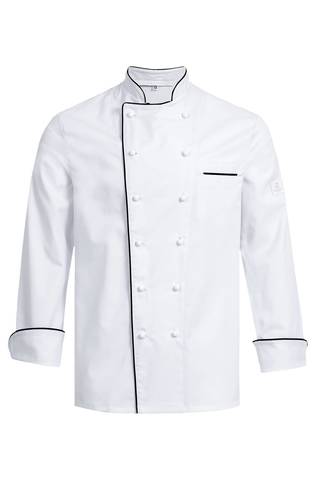 Men's chef jacket white with black piping regular fit
