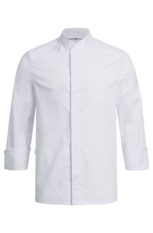 Men's chef jacket single row - with concealed button placket and Fairtrade-cotton regular fit