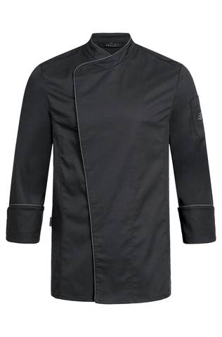 Men's chef jacket black with anthracite piping regular fit