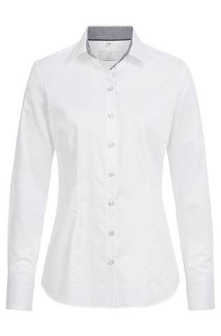 Damen Bluse Kentkragen PREMIUM mit Kontrastfutter Regular Fit