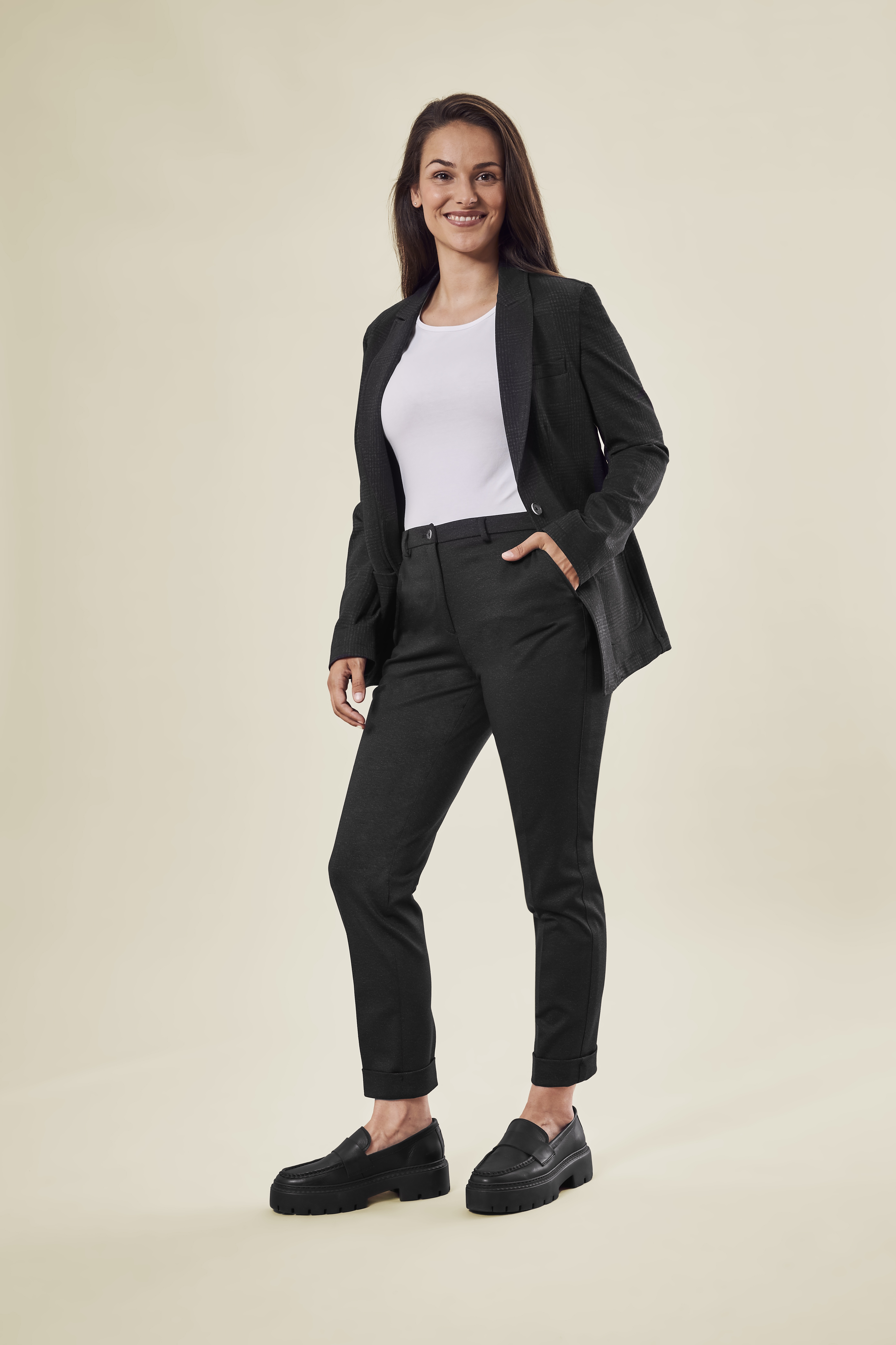 Ladies jersey long blazer Glencheck CASUAL regular fit