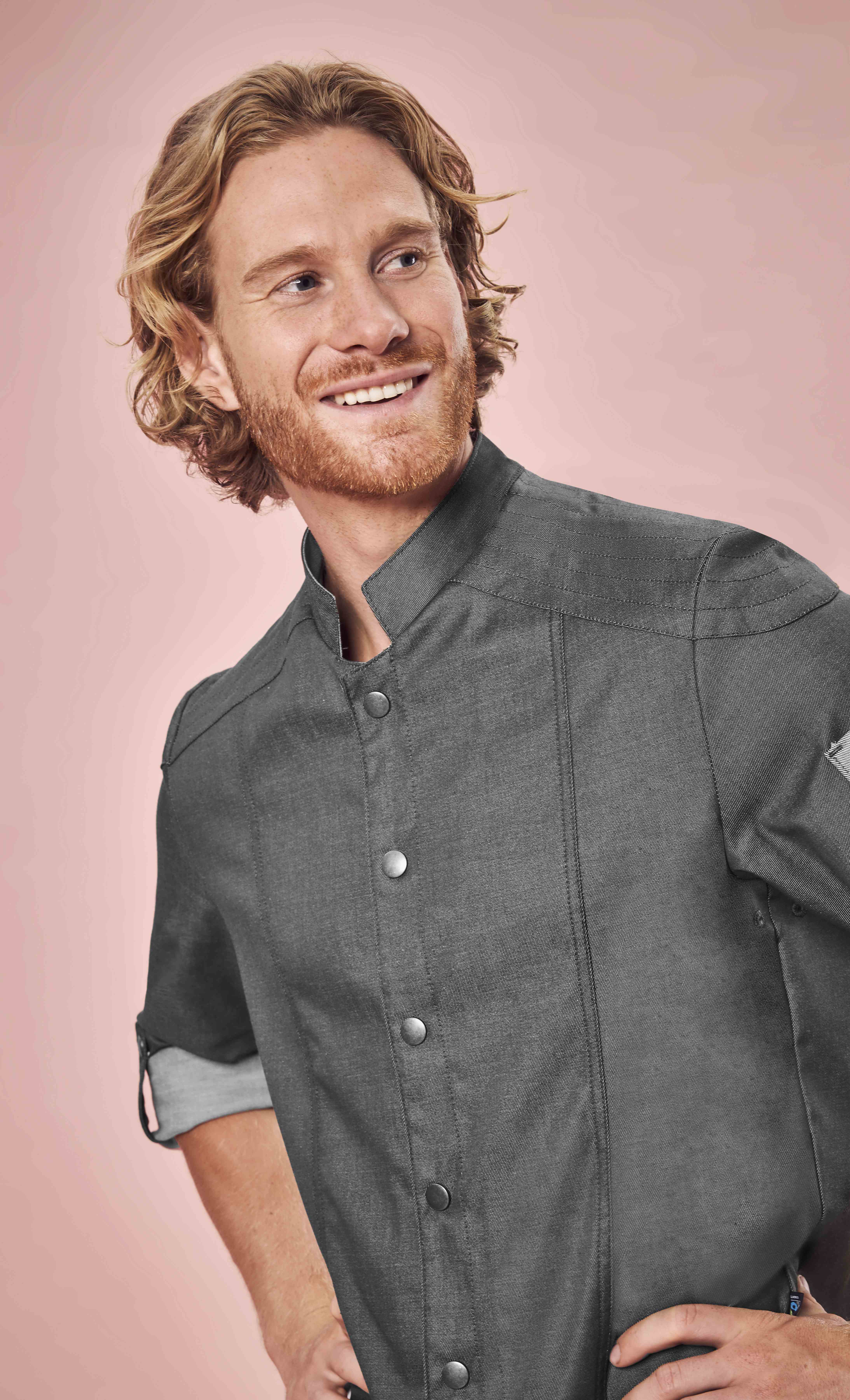 Veste de cuisine homme style motard et denim regular fit
