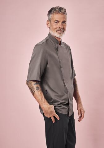 Herren Kochjacke kurzarm mit verdeckten Druckknöpfen Regular Fit