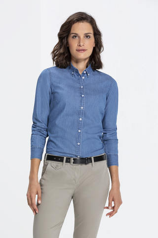Damen Bluse light blue denim CASUAL Regular Fit
